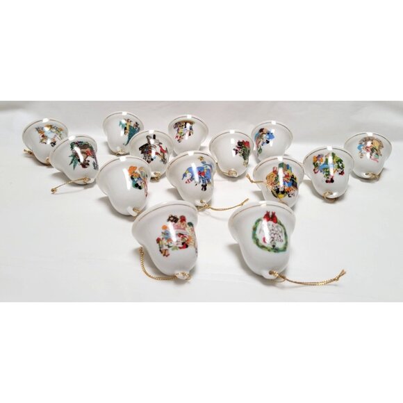 Lot of 14 Vintage Disney Grolier 2" Ceramic Bell Ornaments Mickey Minnie Donald - Picture 8 of 8